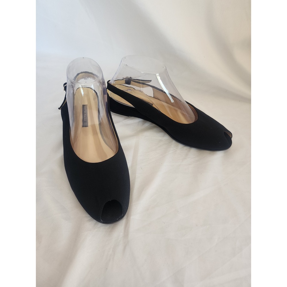 Bruno Magli Black Fabric Peep Toe Slingback Wedge Sandals Made in Italy Mens 9 B